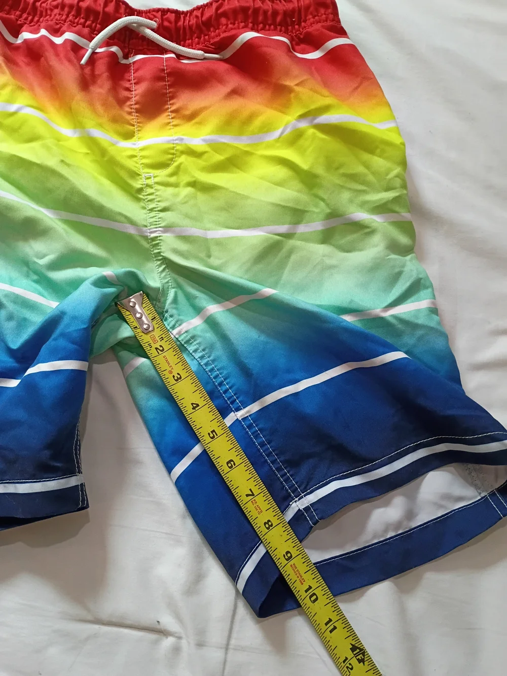 Lands' End Kids Rainbow Ombre Swim Shorts - Red, Yellow, Green, Blue Size Large